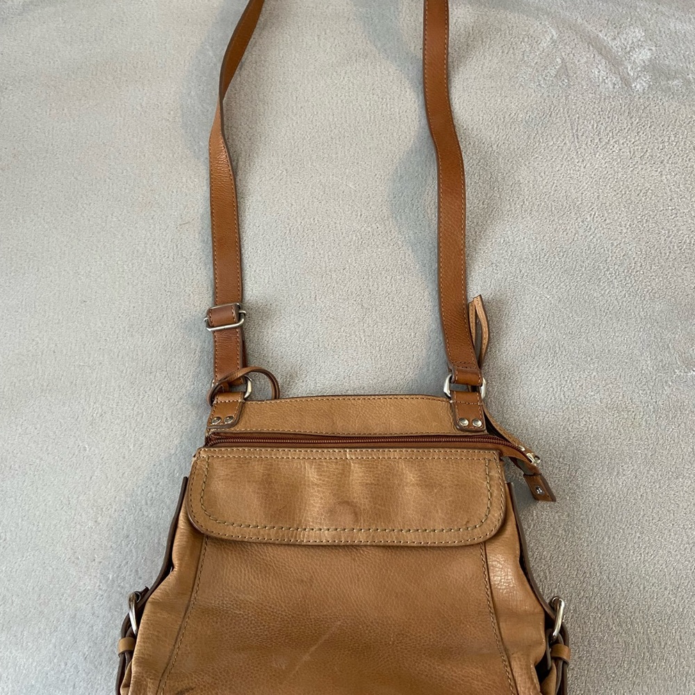 Fossil Distressed Brown Leather Crossbody Shoulder Handbag